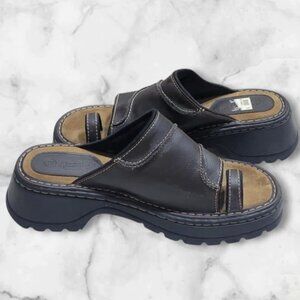 Lower East Side Y2K Toe Loop Chunky Platform Sandals Womens 12 Brown Leather